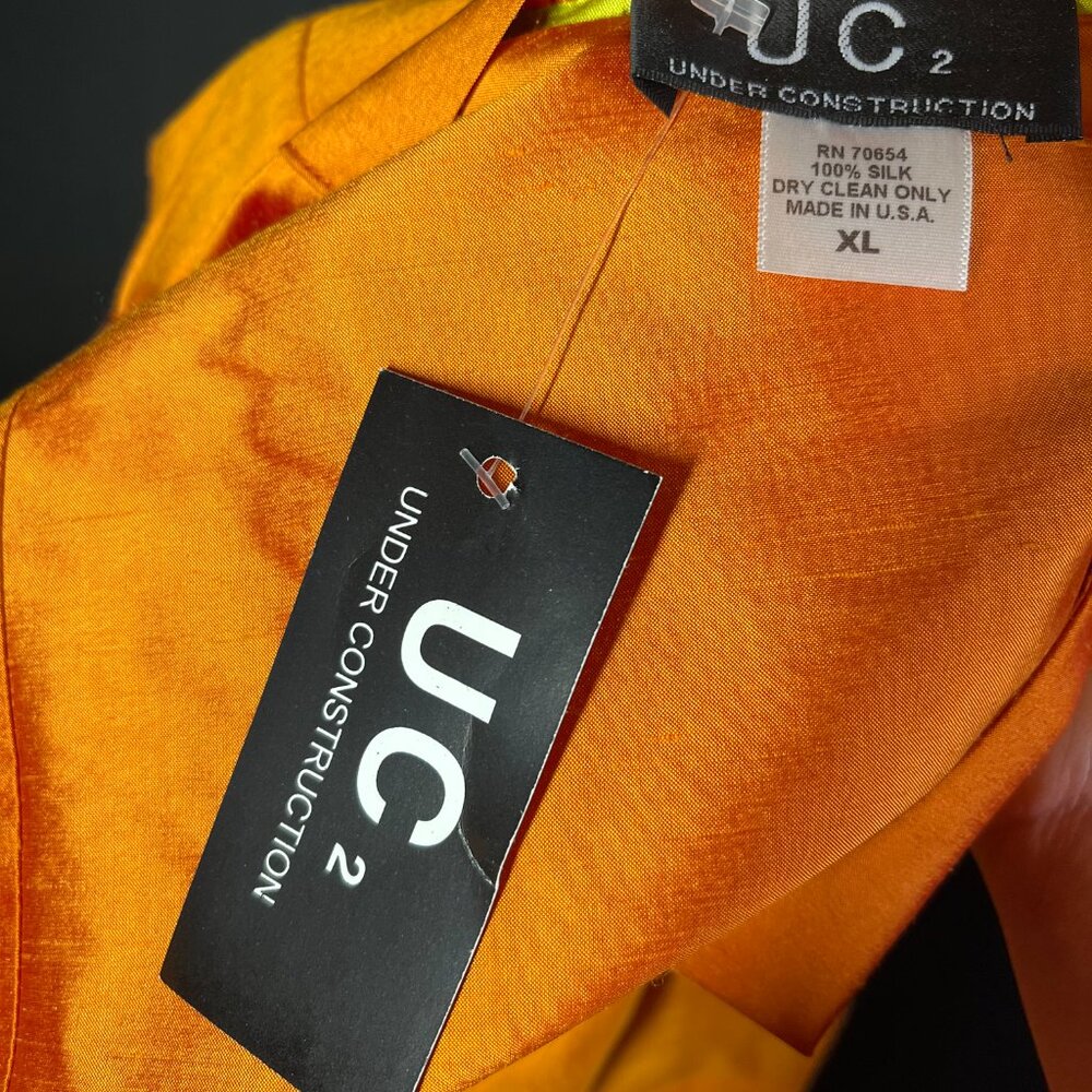NWT UC2 Under Construction Size XL Silk Jacket Open-Front Reversible Orange - Picture 12 of 12